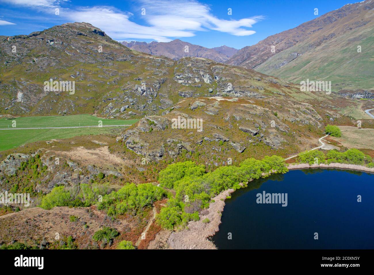 Diamond Lake situato nella Montagne Rocciose fuori da Wanaka Foto Stock