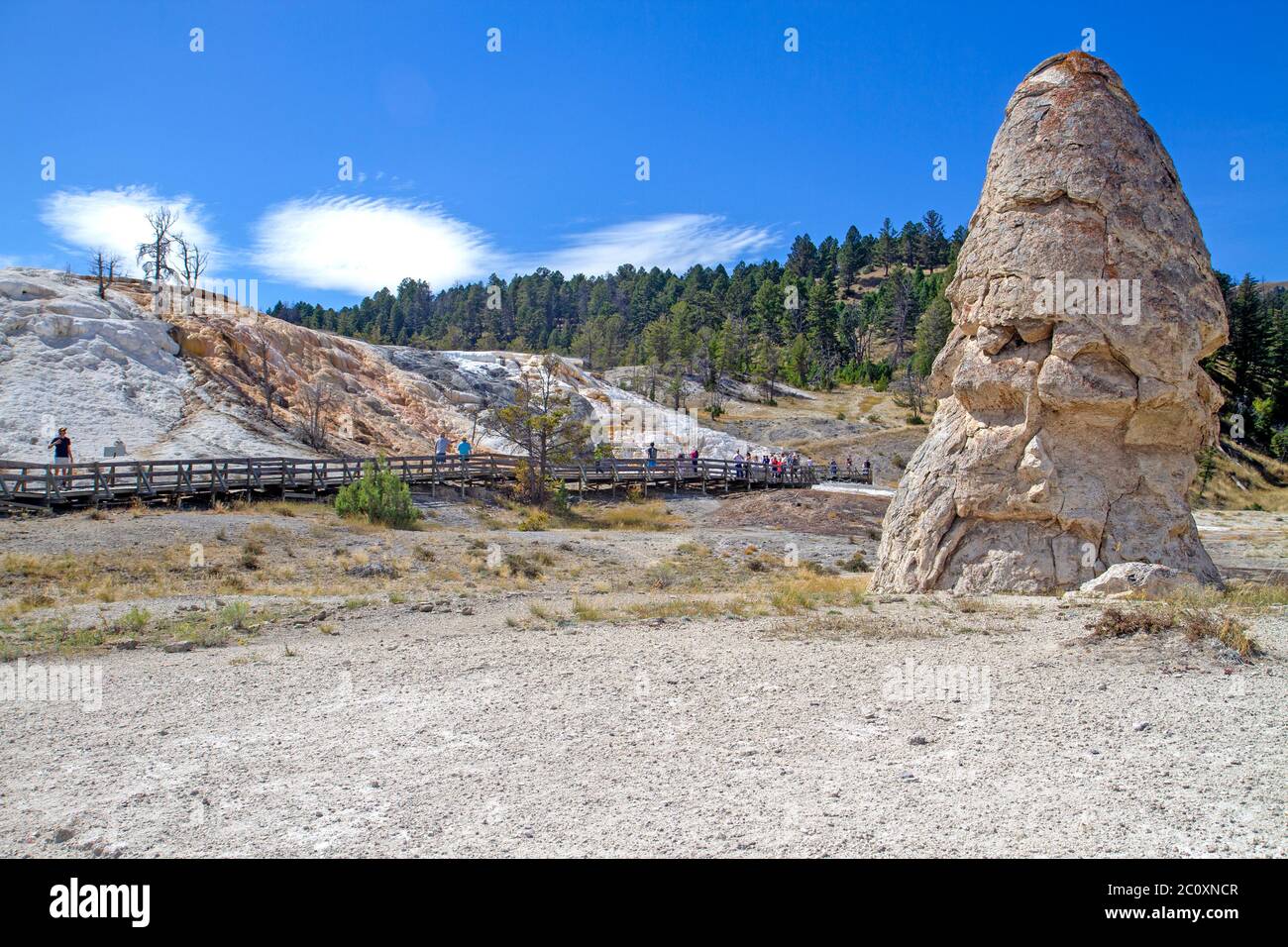 Mammoth Hot Springs, il Parco Nazionale di Yellowstone Foto Stock