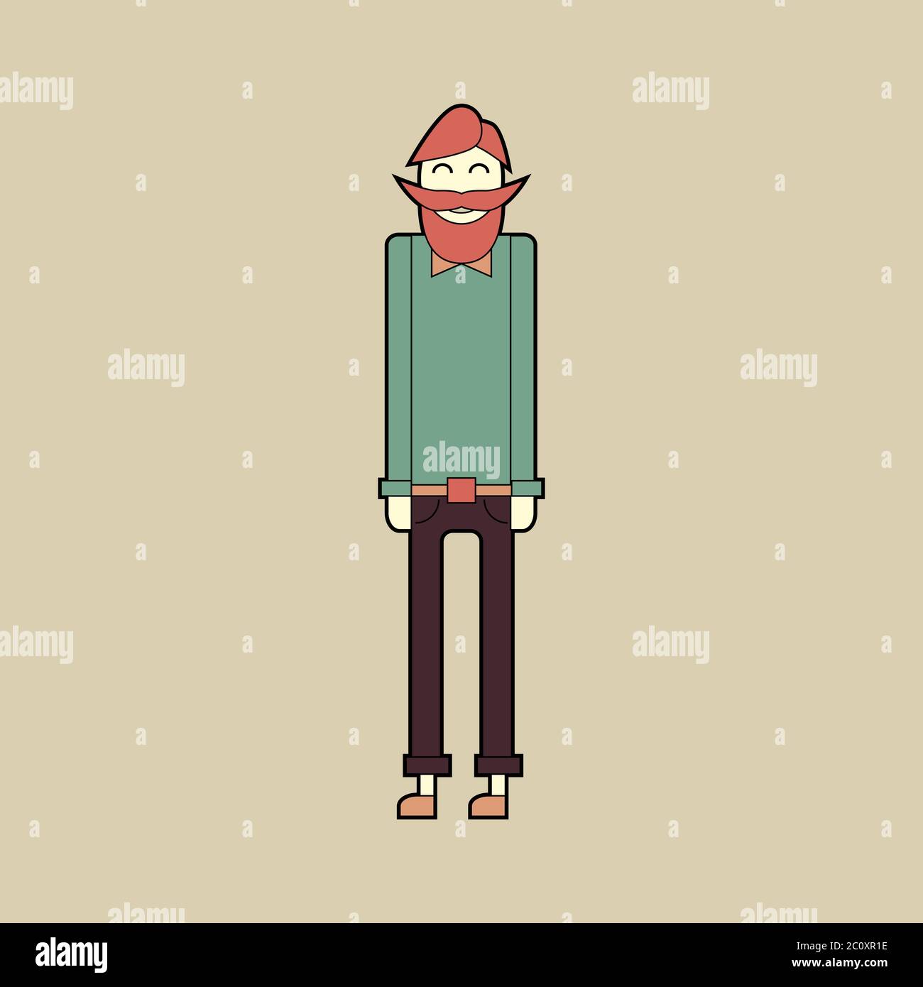 Carattere piatto elegante tanga barbuto Foto Stock