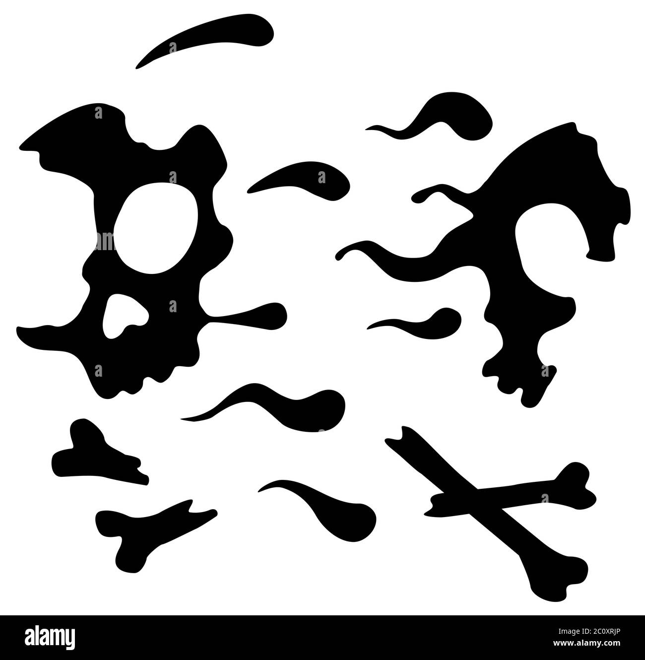 Migrazione mortale simbolo cranio nero, illustrazione vettoriale, orizzontale, isolato Illustrazione Vettoriale