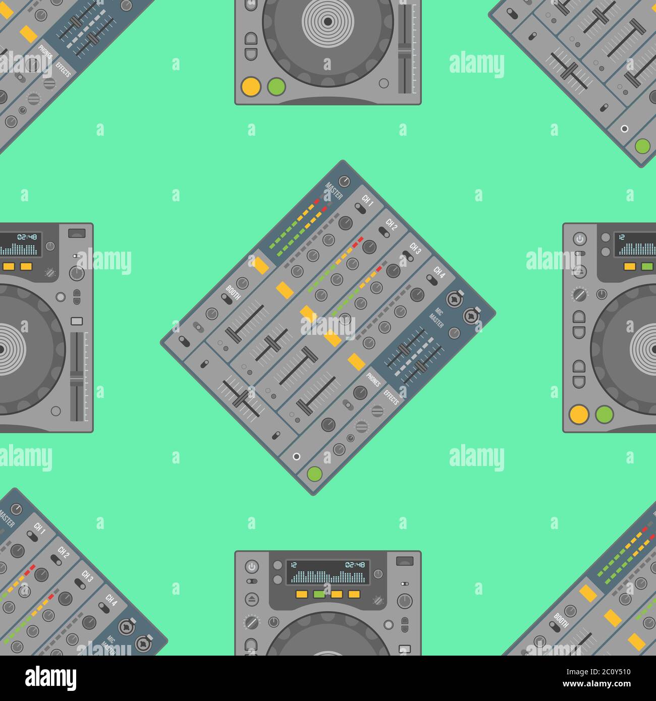 attrezzatura musicale vettoriale motivo senza giunture Foto Stock