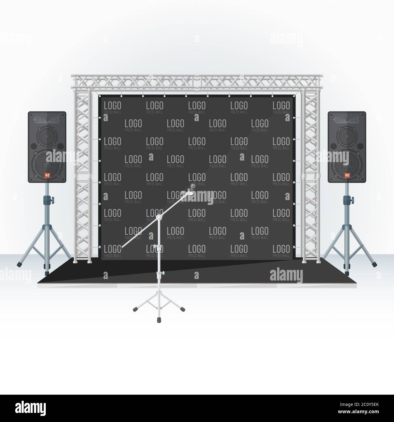 altoparlanti per microfono con asta di sostegno in metallo per palcoscenico a pressione Foto Stock