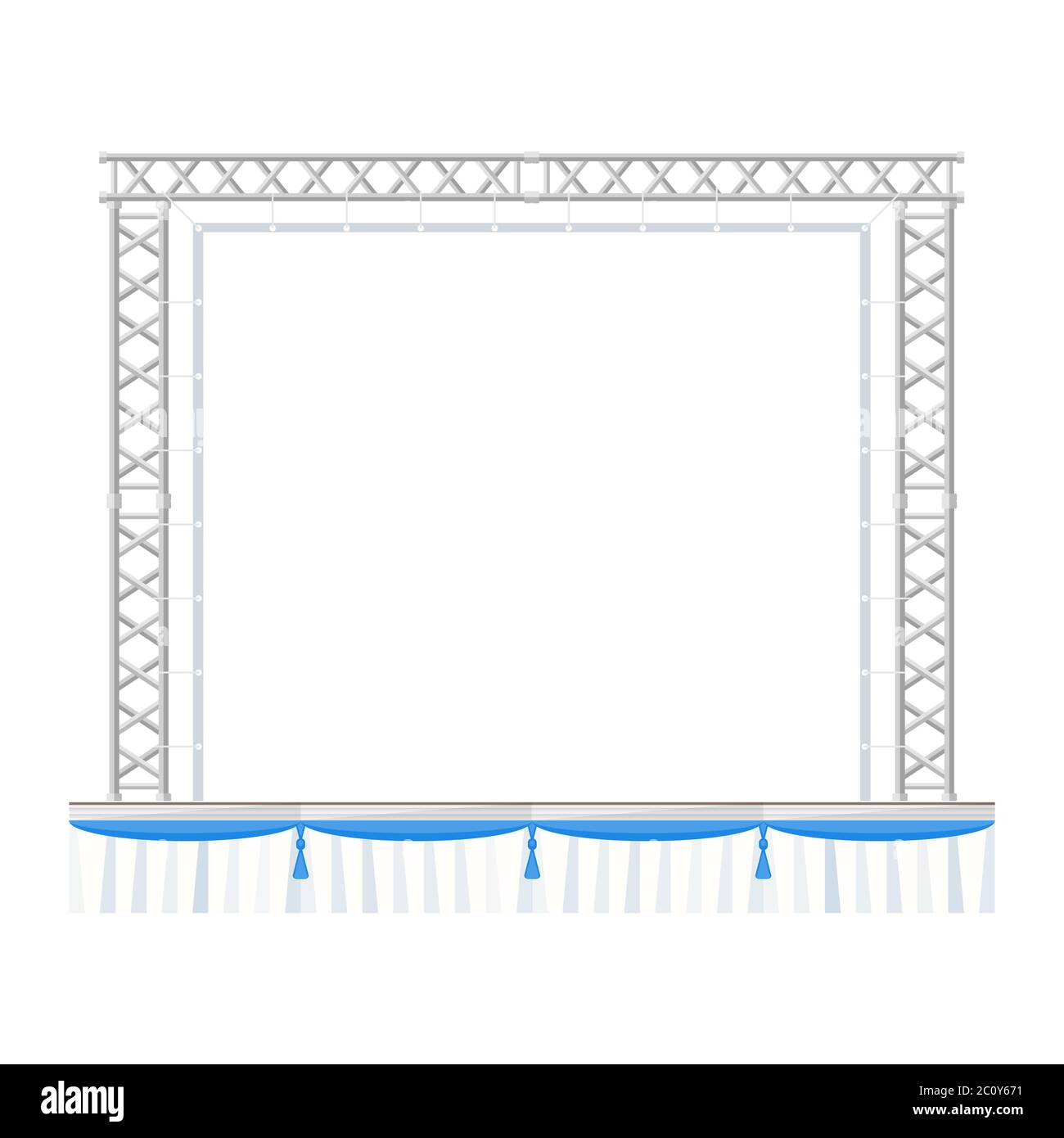 palco in metallo con banner, design piatto e sezione Foto Stock
