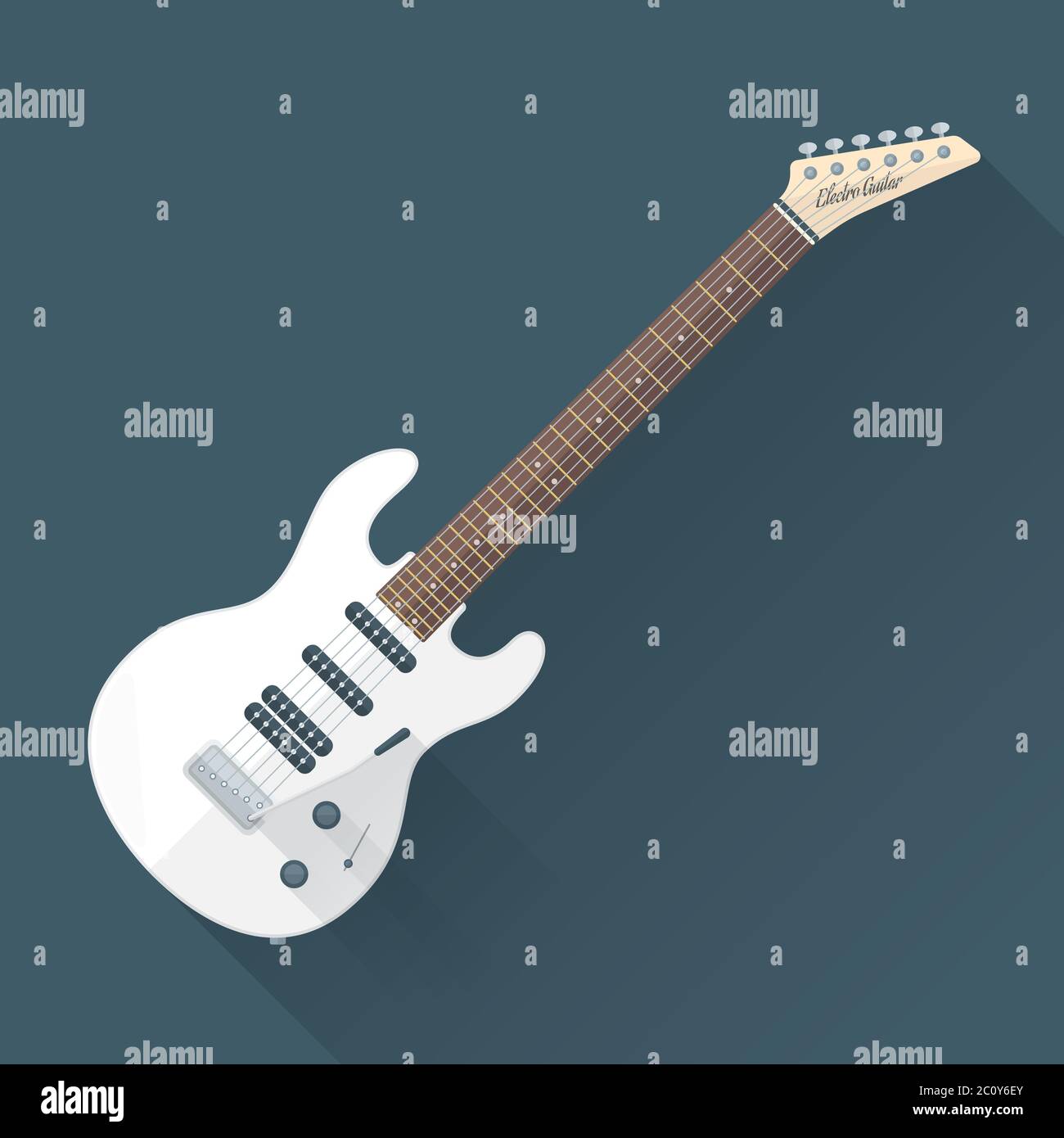 chitarra elettrica bianca in stile piatto Foto Stock