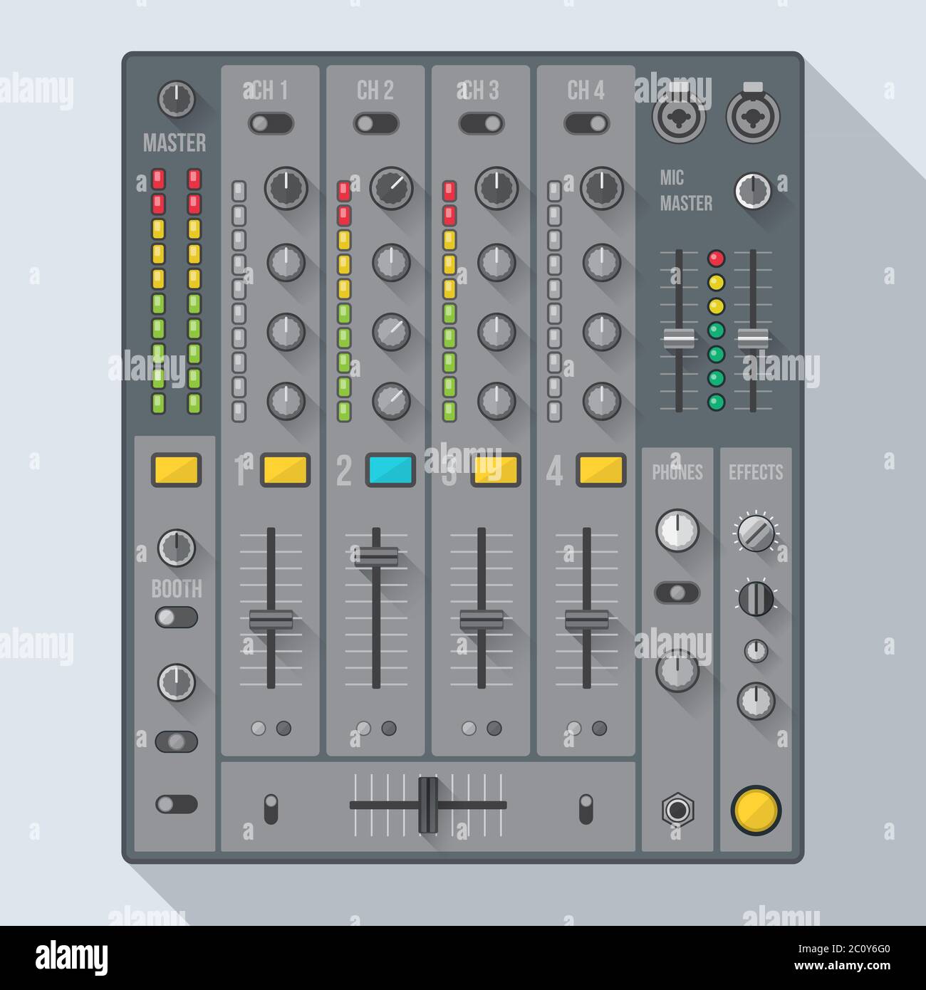 illustrazione del mixer dj del suono in stile piatto Foto Stock