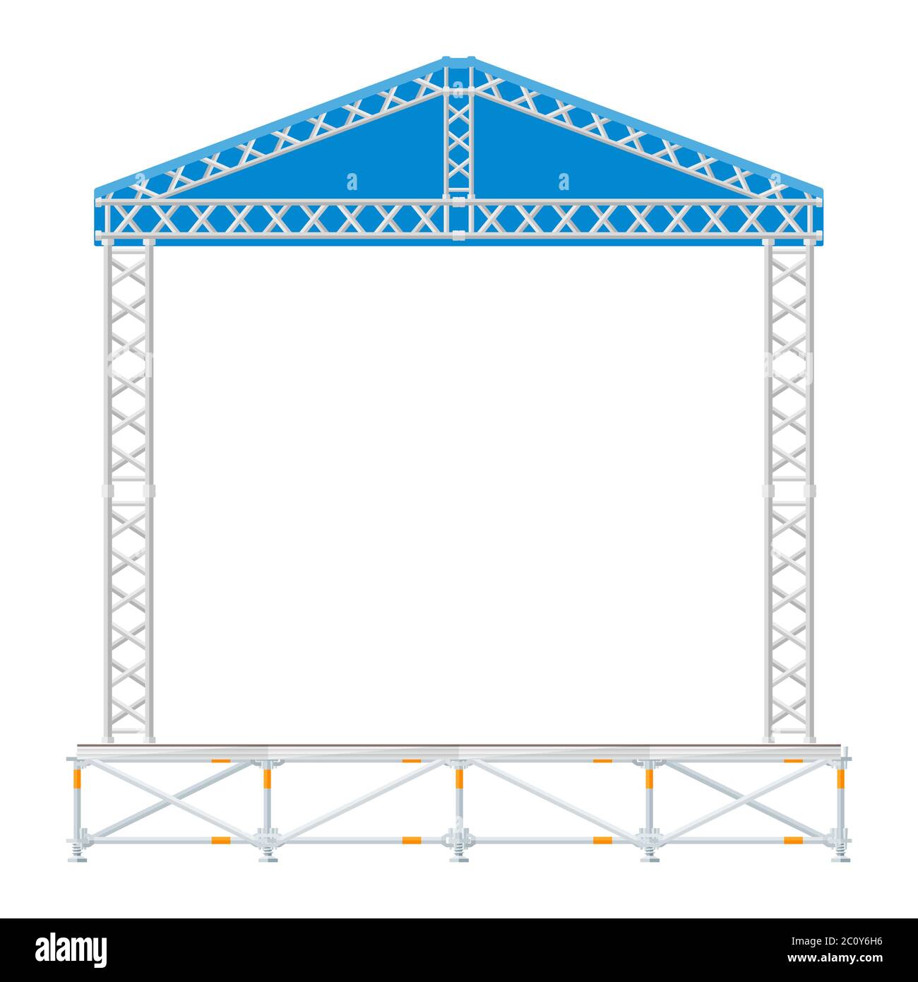 palco in metallo con tetto a sezione trasversale e design piatto a colori Foto Stock