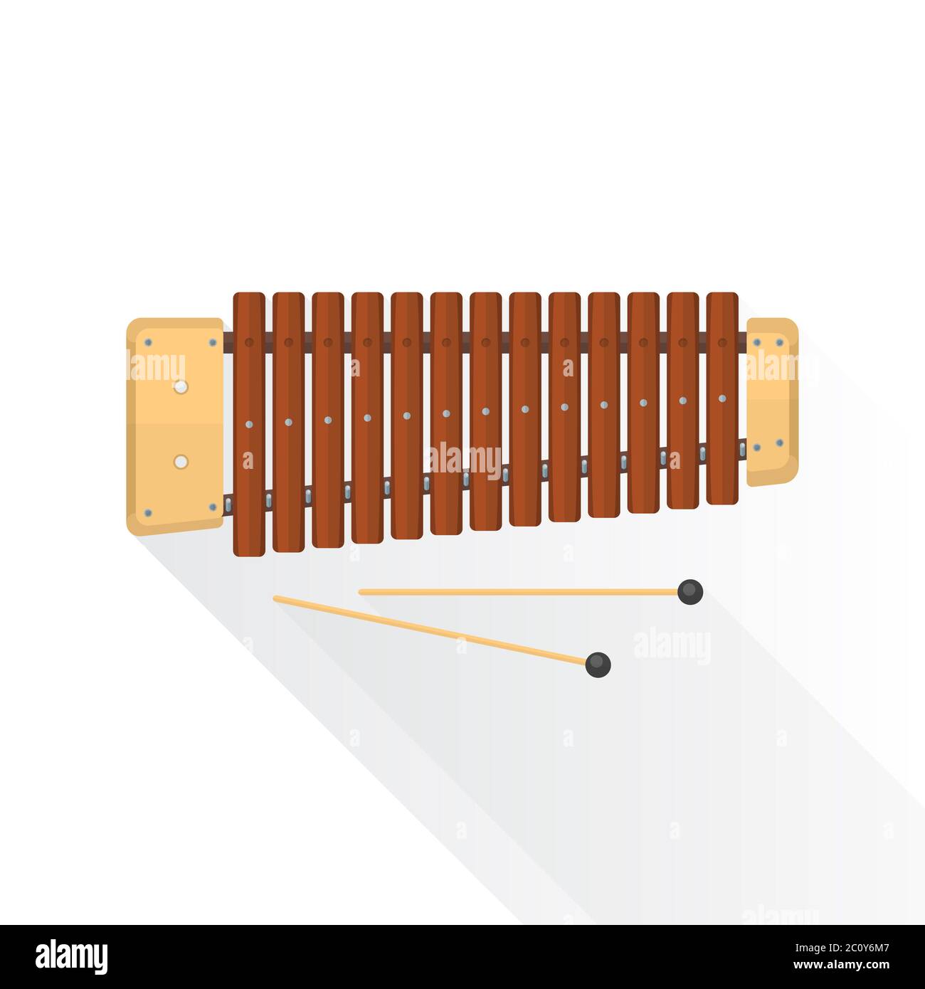 colore piatto stile vettore xilofono legno Foto Stock