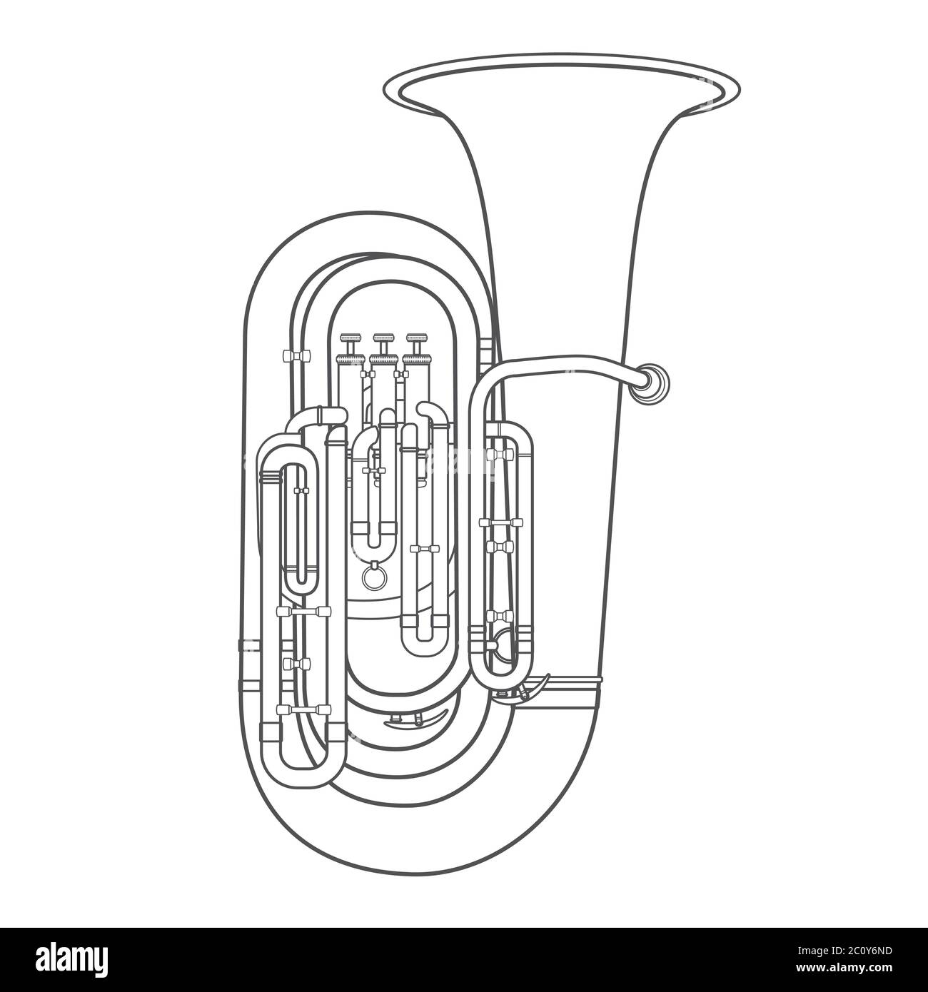 illustrazione vettoriale dello strumento musicale a forma di tubo a contorno scuro Foto Stock