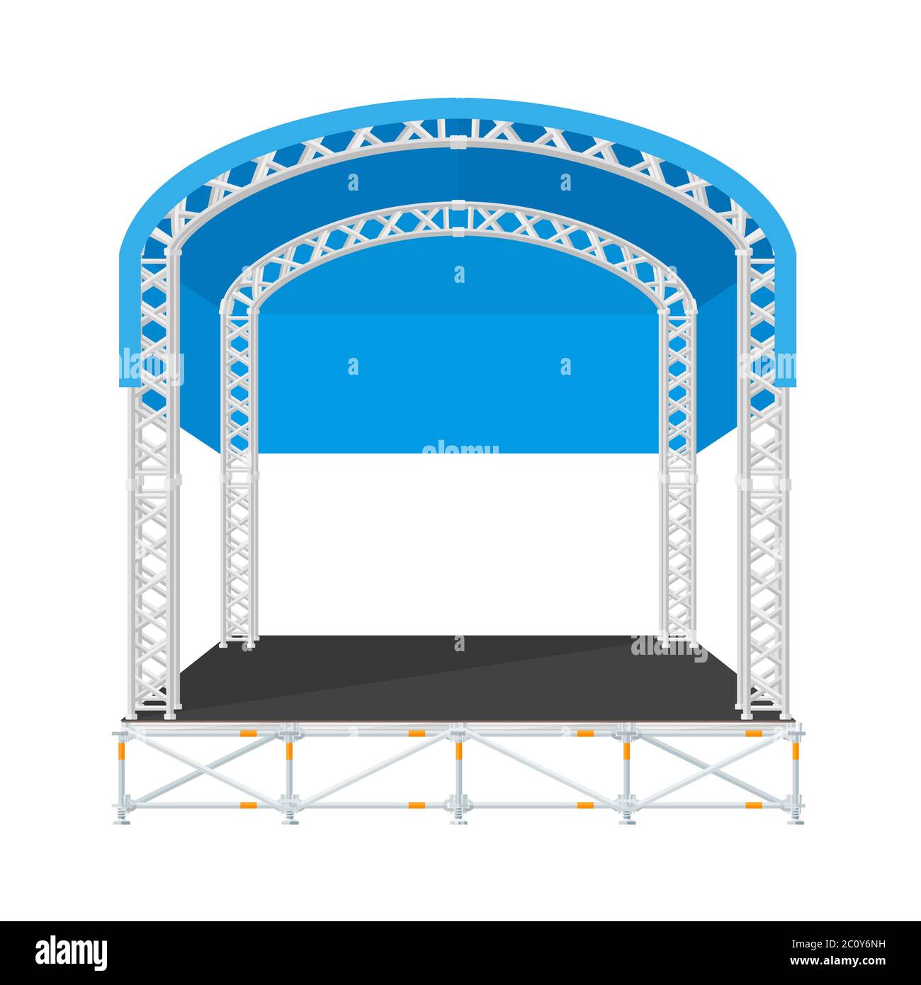 palco in metallo con design piatto e sezione a colori con tetto arrotondato Foto Stock