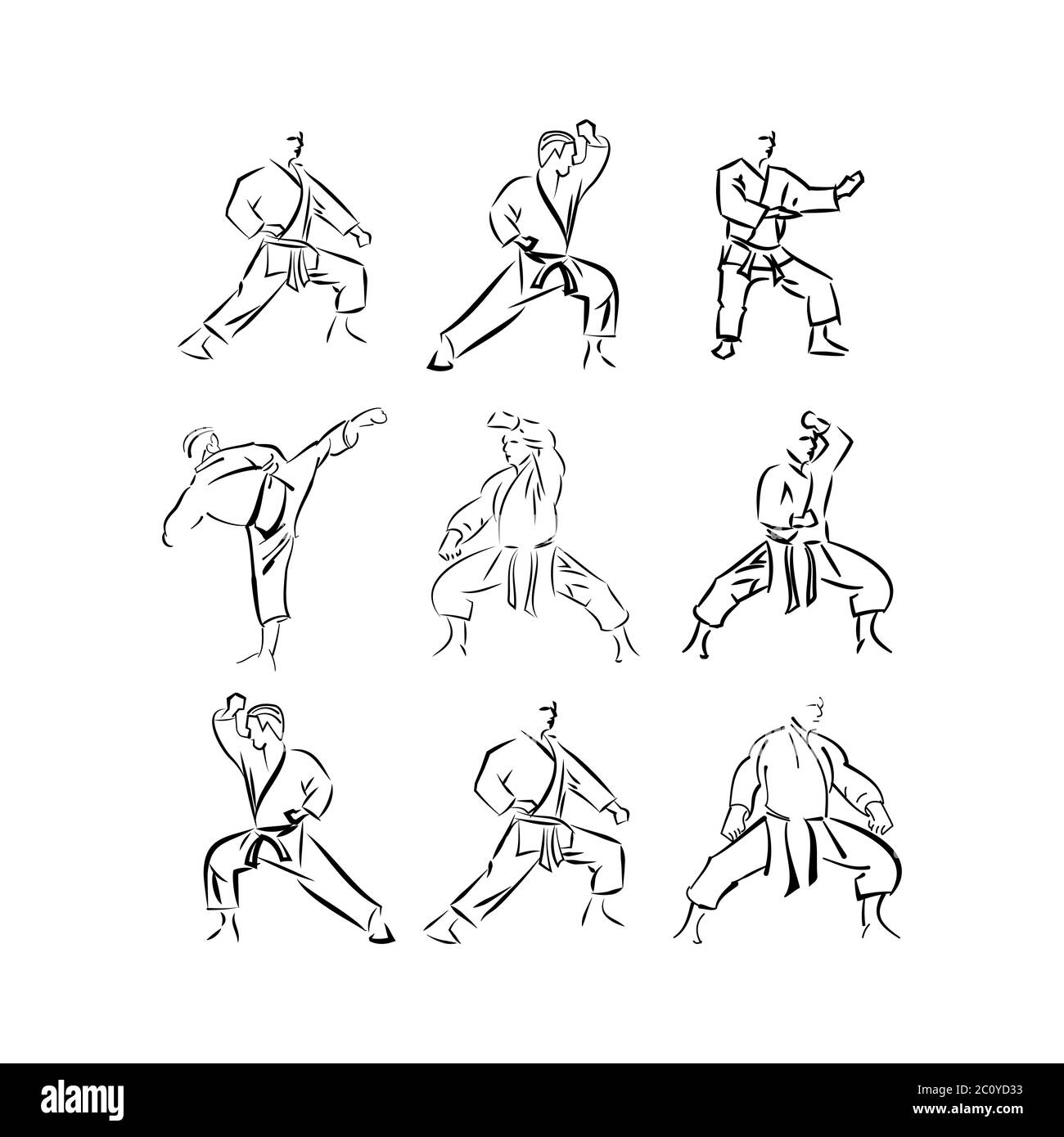 Set di etichette sportive per club di combattimento. Karate e arti marziali.EPS 10 Illustrazione Vettoriale