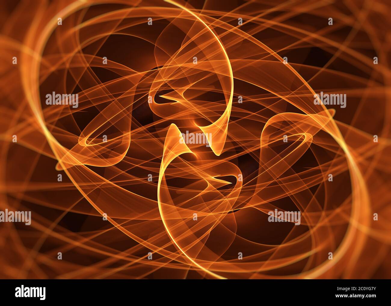 Rosso lampeggiante arancione linee curve più scuro dello sfondo astratto. Illustrazione. Foto Stock
