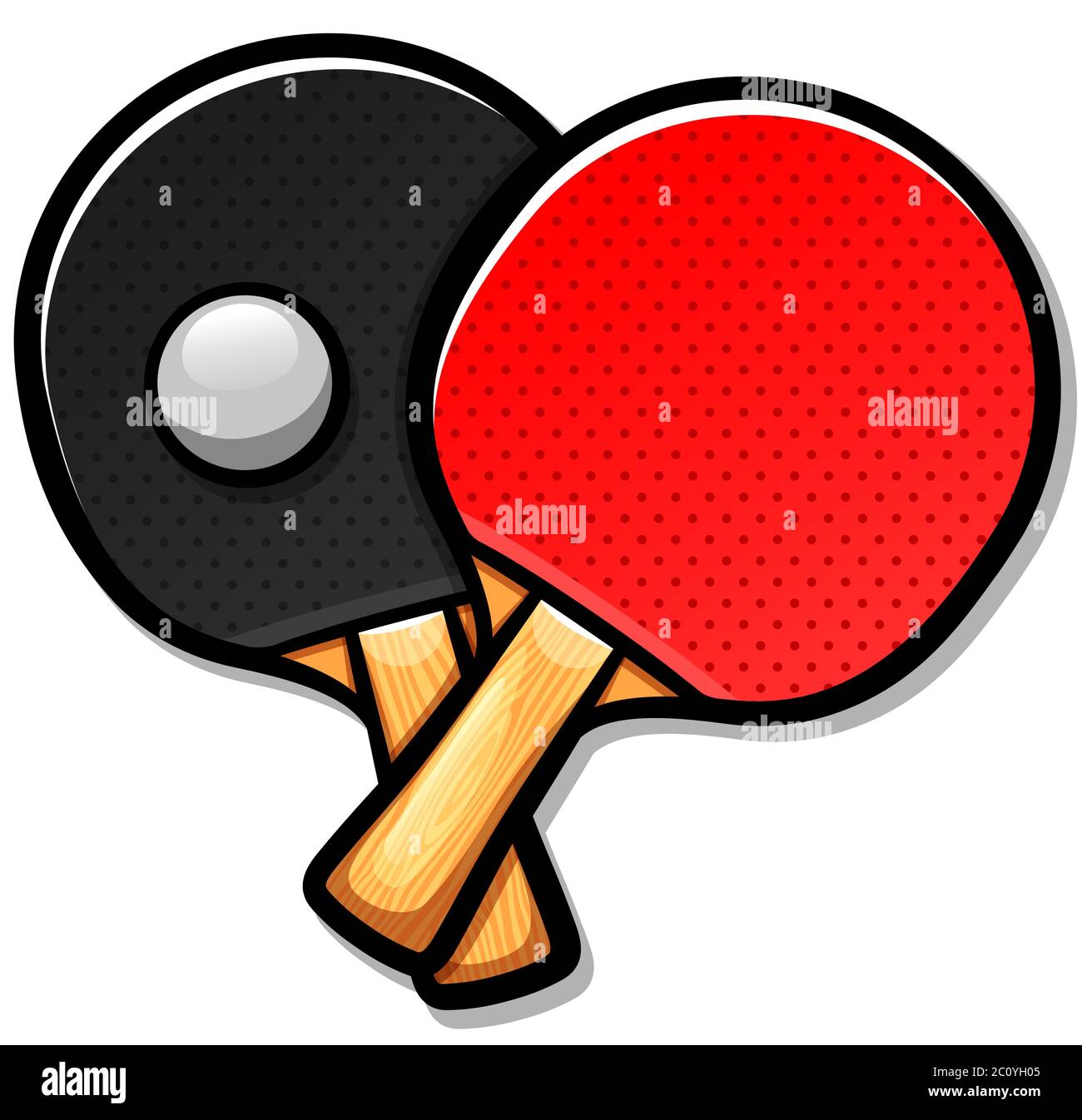 Illustrazione vettoriale del cartone animato delle pagaie da ping pong Illustrazione Vettoriale