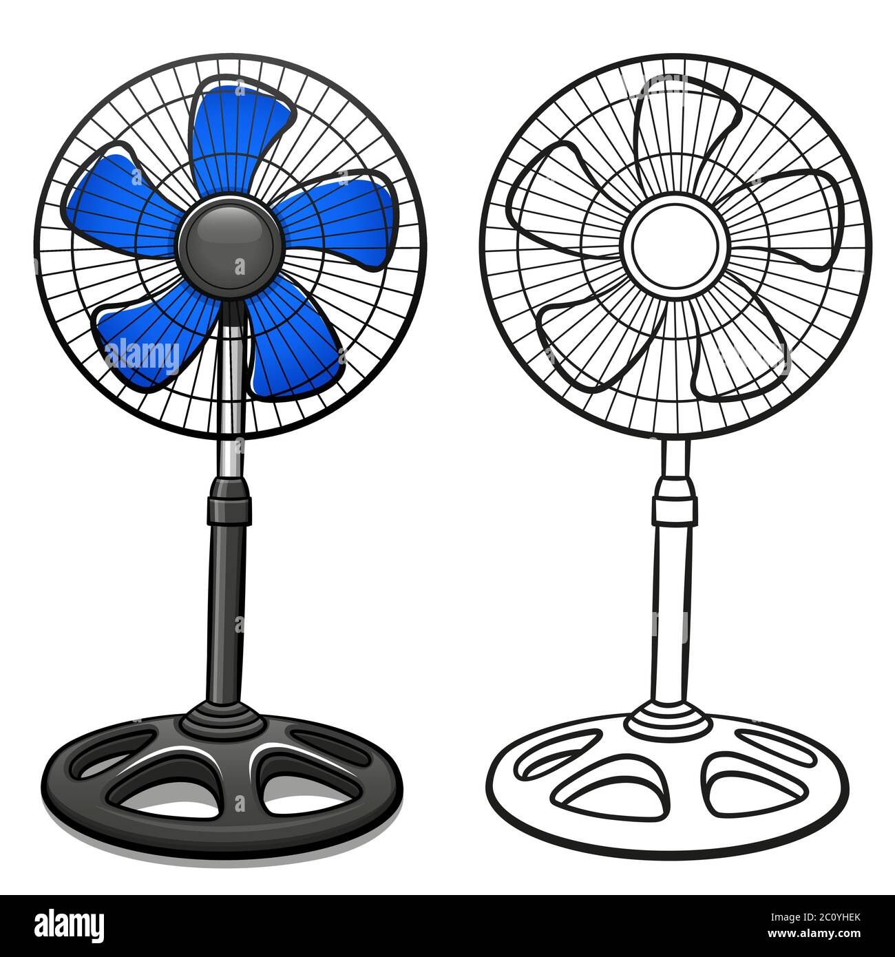 Illustrazione vettoriale del cartone animato isolato del ventilatore a piedistallo Illustrazione Vettoriale