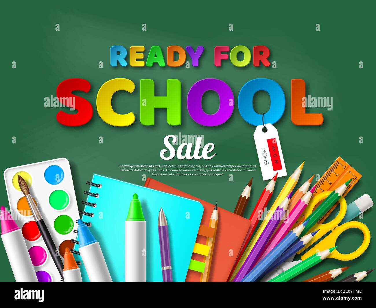 Poster pronto per la vendita scolastica. Illustrazione Vettoriale