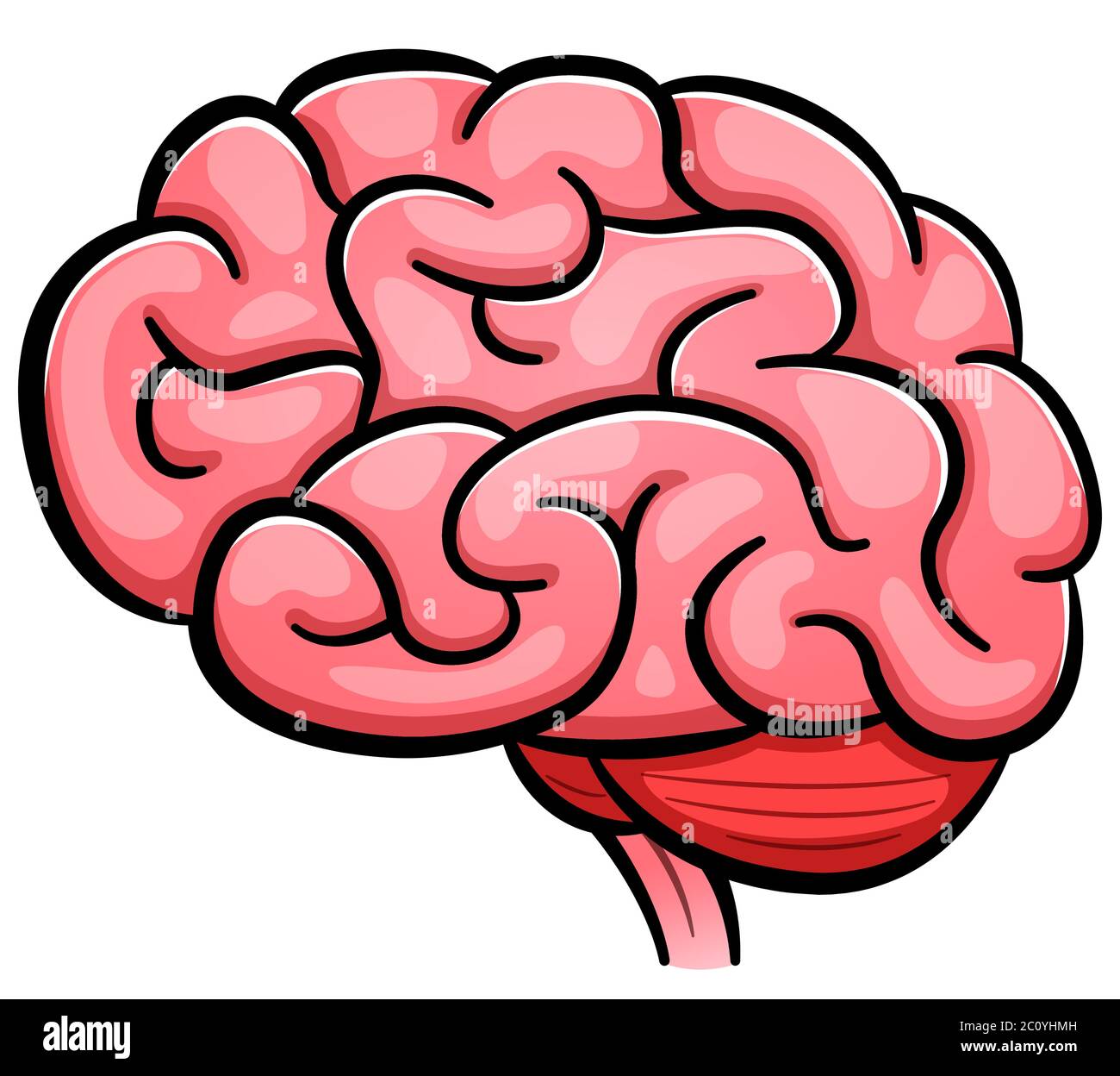 Illustrazione vettoriale di fumetto cerebrale umano isolato Illustrazione Vettoriale