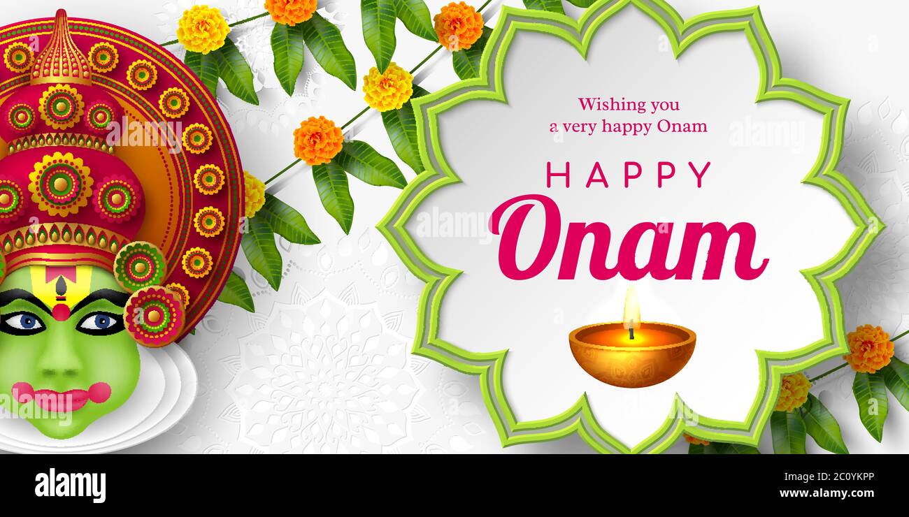 Onam festival sfondo per l'India del Sud. Illustrazione Vettoriale