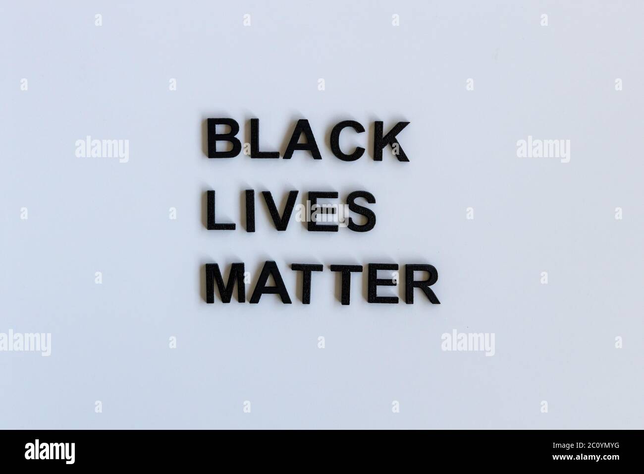 Primo piano slogan Black Lives Matter tag. Foto Stock