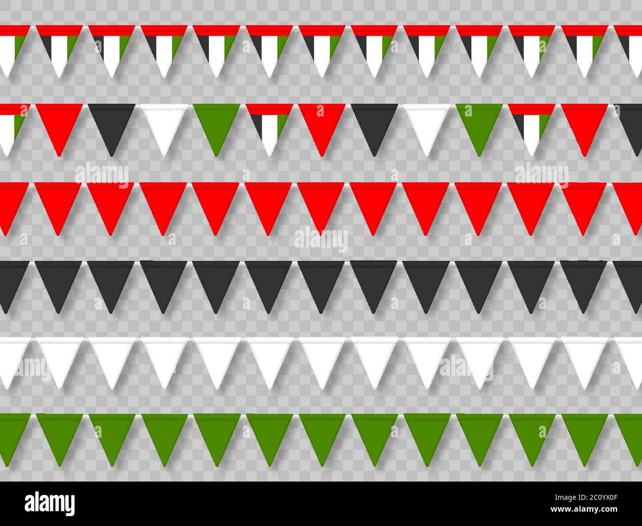 Serie di bandiere per il bunting degli Emirati Arabi Uniti. Illustrazione Vettoriale