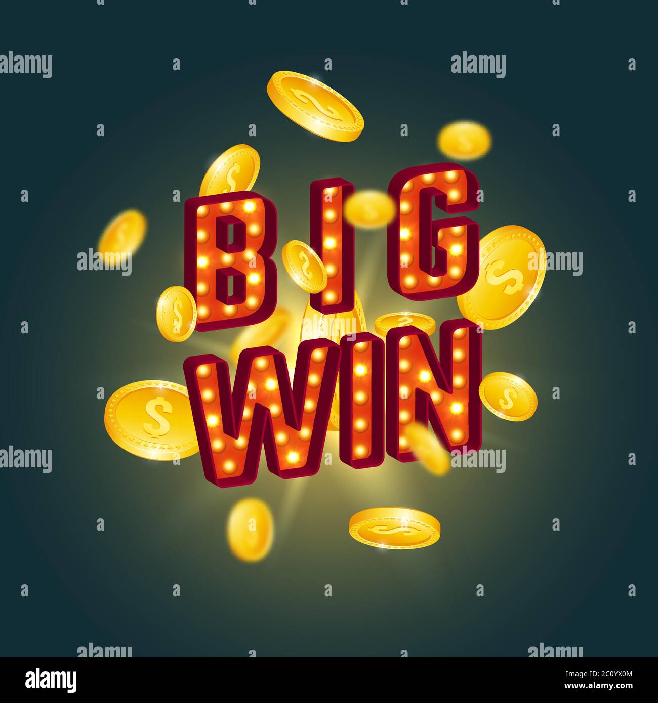 Testo retrò 3D Big WIN. Illustrazione Vettoriale