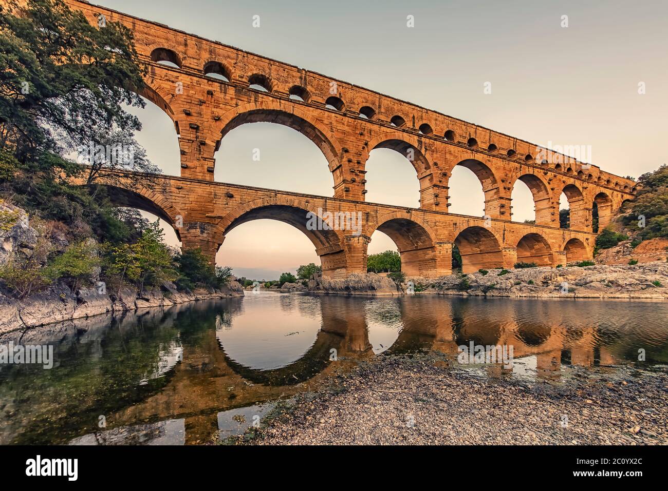 Pont du Gard in Francia, un sito patrimonio mondiale dell'UNESCO Foto Stock