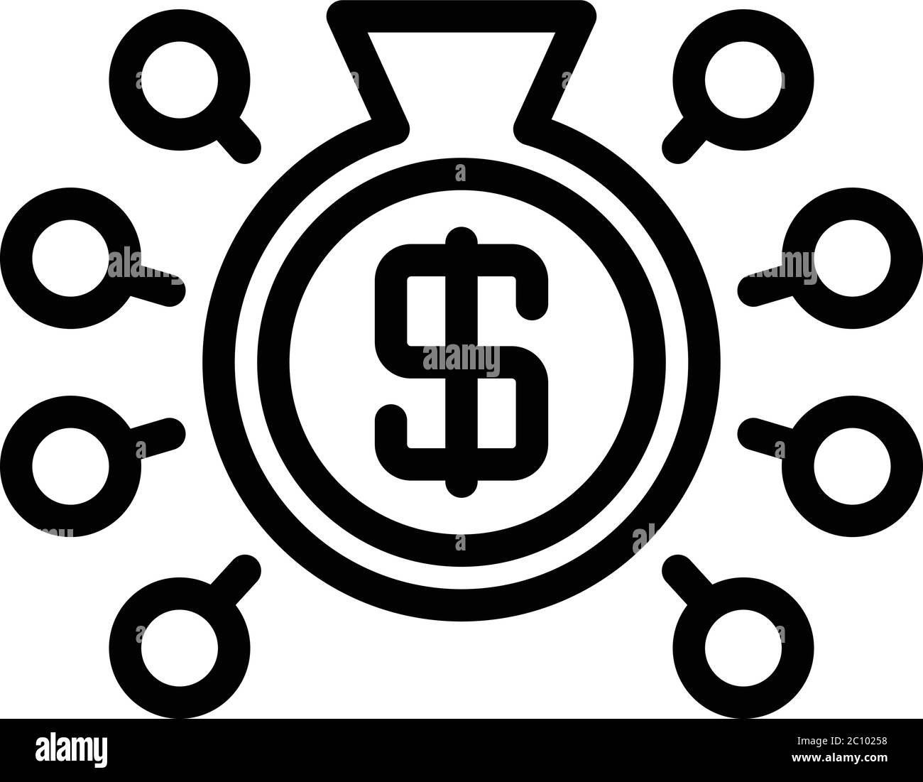 Icona di pubblicità del budget, stile di contorno Illustrazione Vettoriale