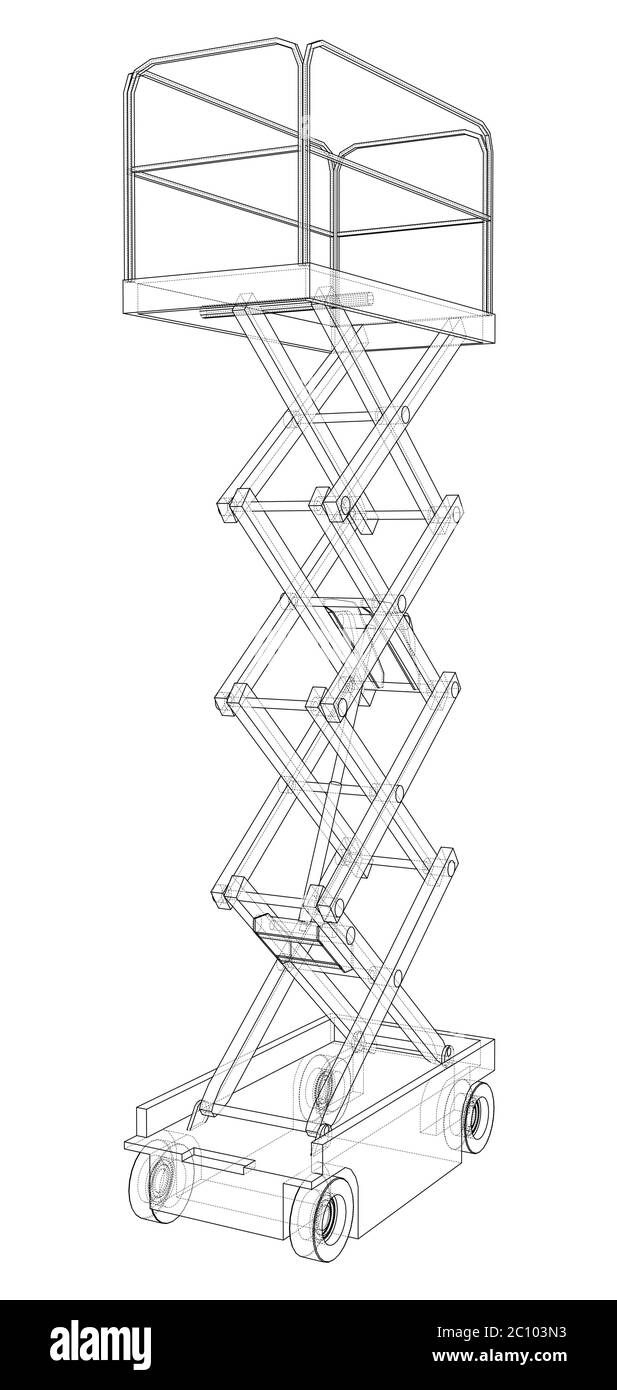 Profilo del concetto di sollevamento a forbice. Vettore Illustrazione Vettoriale