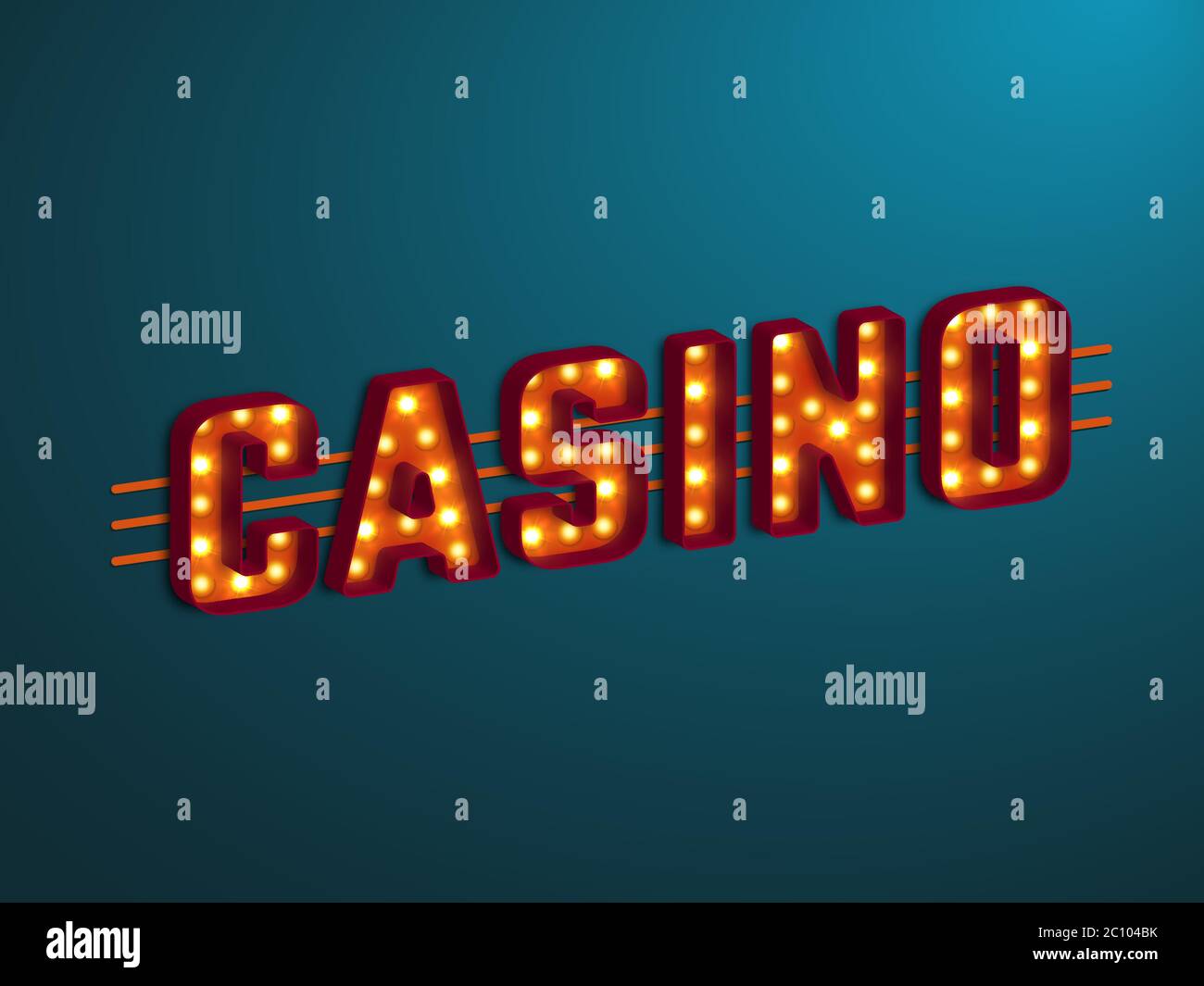 3d retro casino segno. Illustrazione Vettoriale