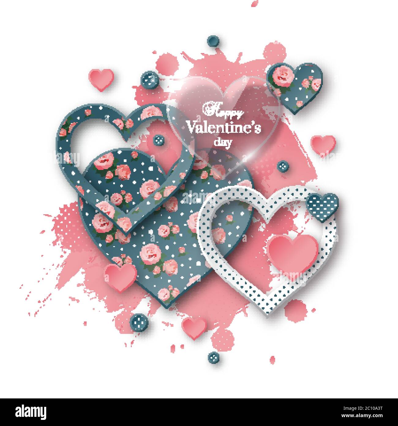 San Valentino con carta tagliata cuore. Illustrazione Vettoriale