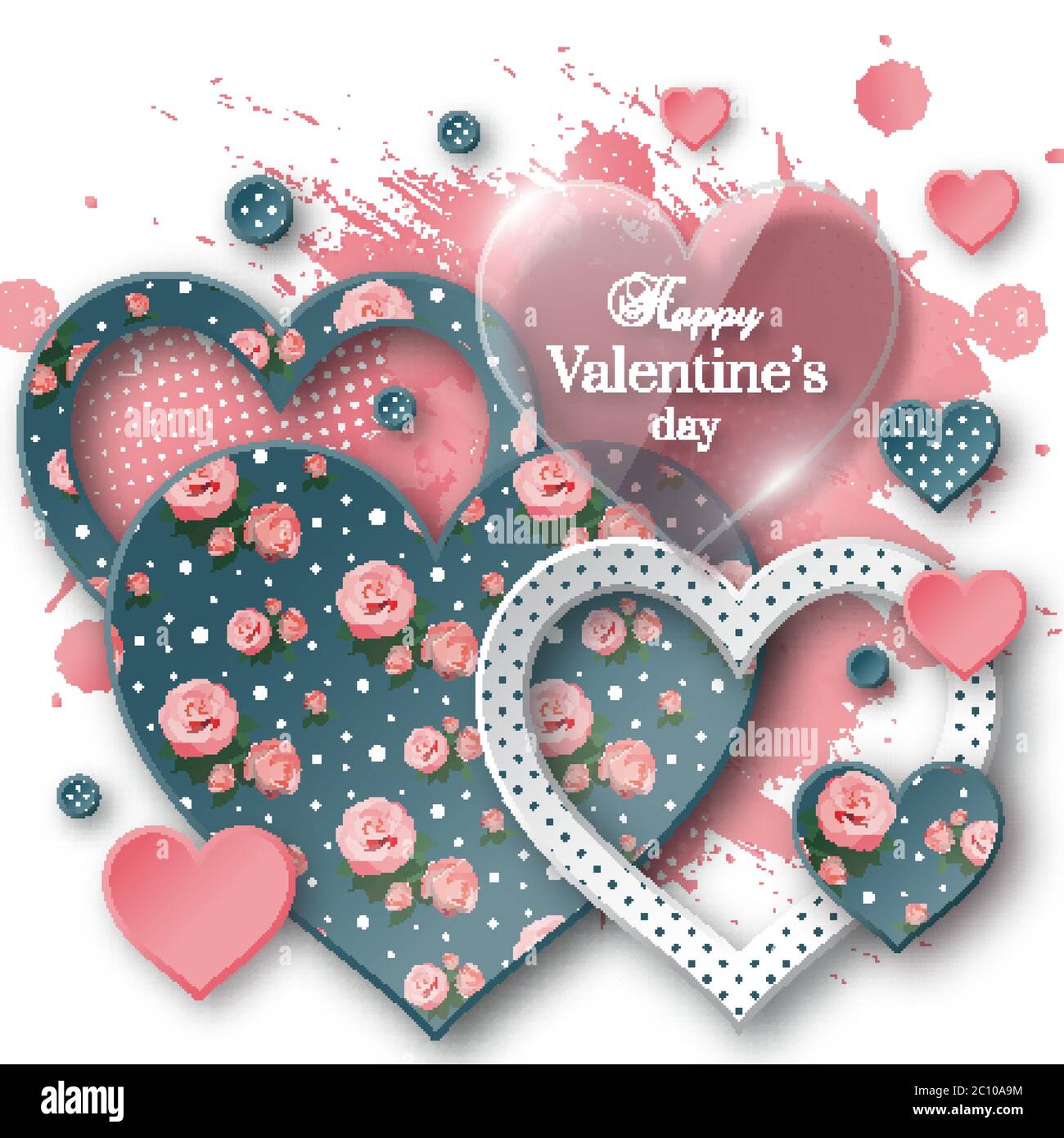 San Valentino con carta tagliata cuore. Illustrazione Vettoriale