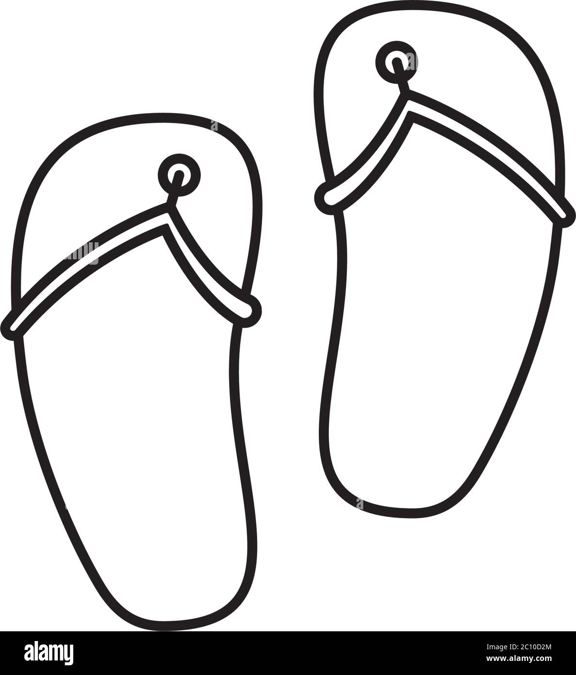 Icona della linea vettoriale Flip Flops. Simbolo del profilo delle calzature da spiaggia. Illustrazione Vettoriale