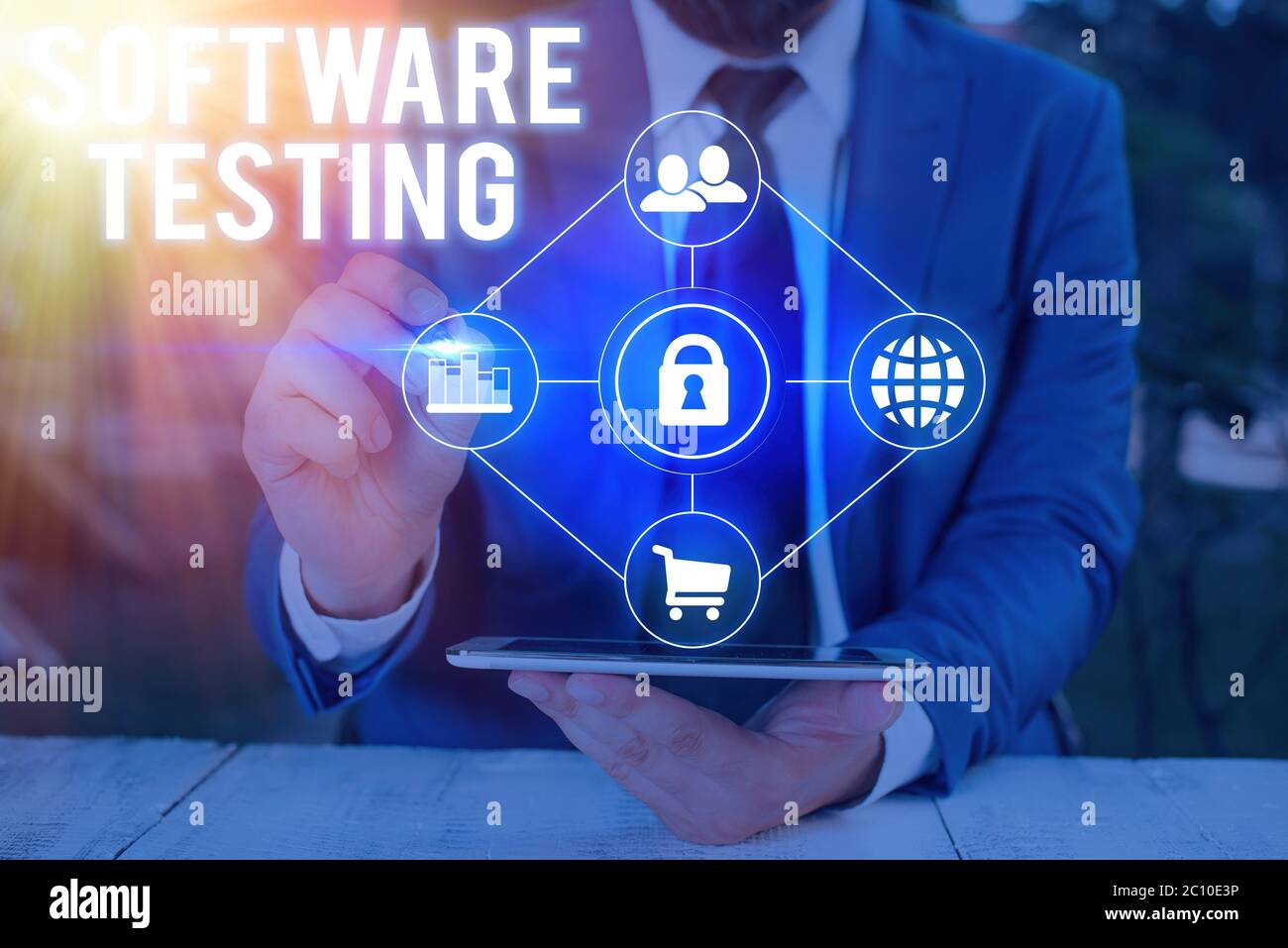 Scrittura concettuale a mano che mostra il test del software. Attività di significato concettuale per verificare se i risultati corrispondono a quelli previsti Foto Stock