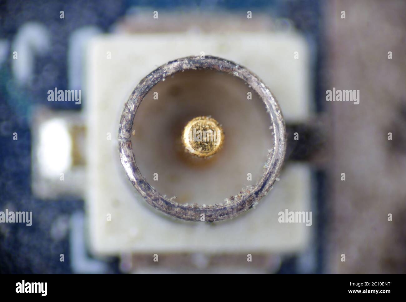 macro di contatti punto per la trasmissione di segnali radio ad alta frequenza Foto Stock