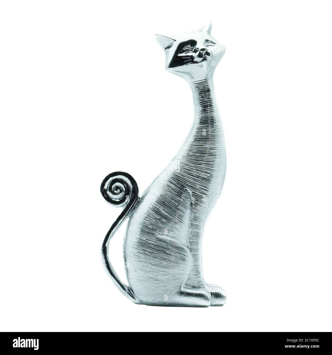 Una scultura in argento su sfondo bianco Foto Stock