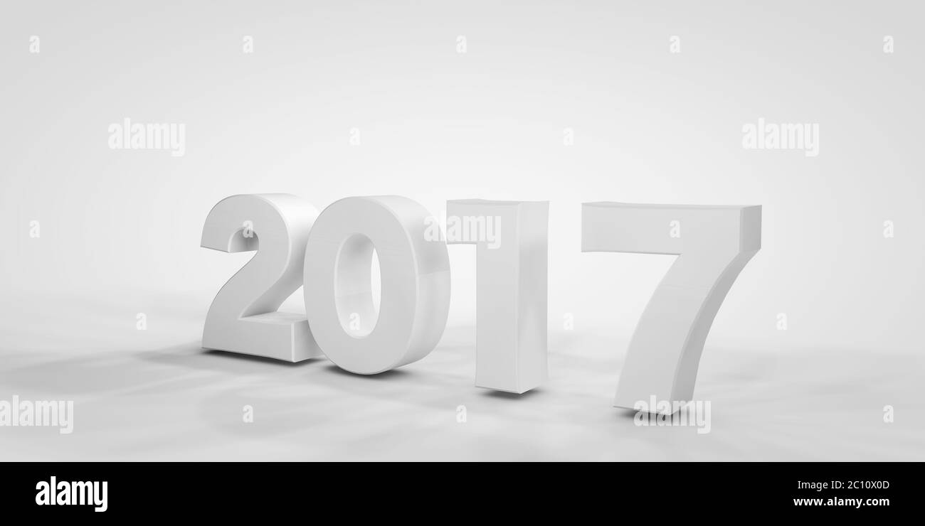 3D 2017 Anno nuovo su bianco Foto Stock