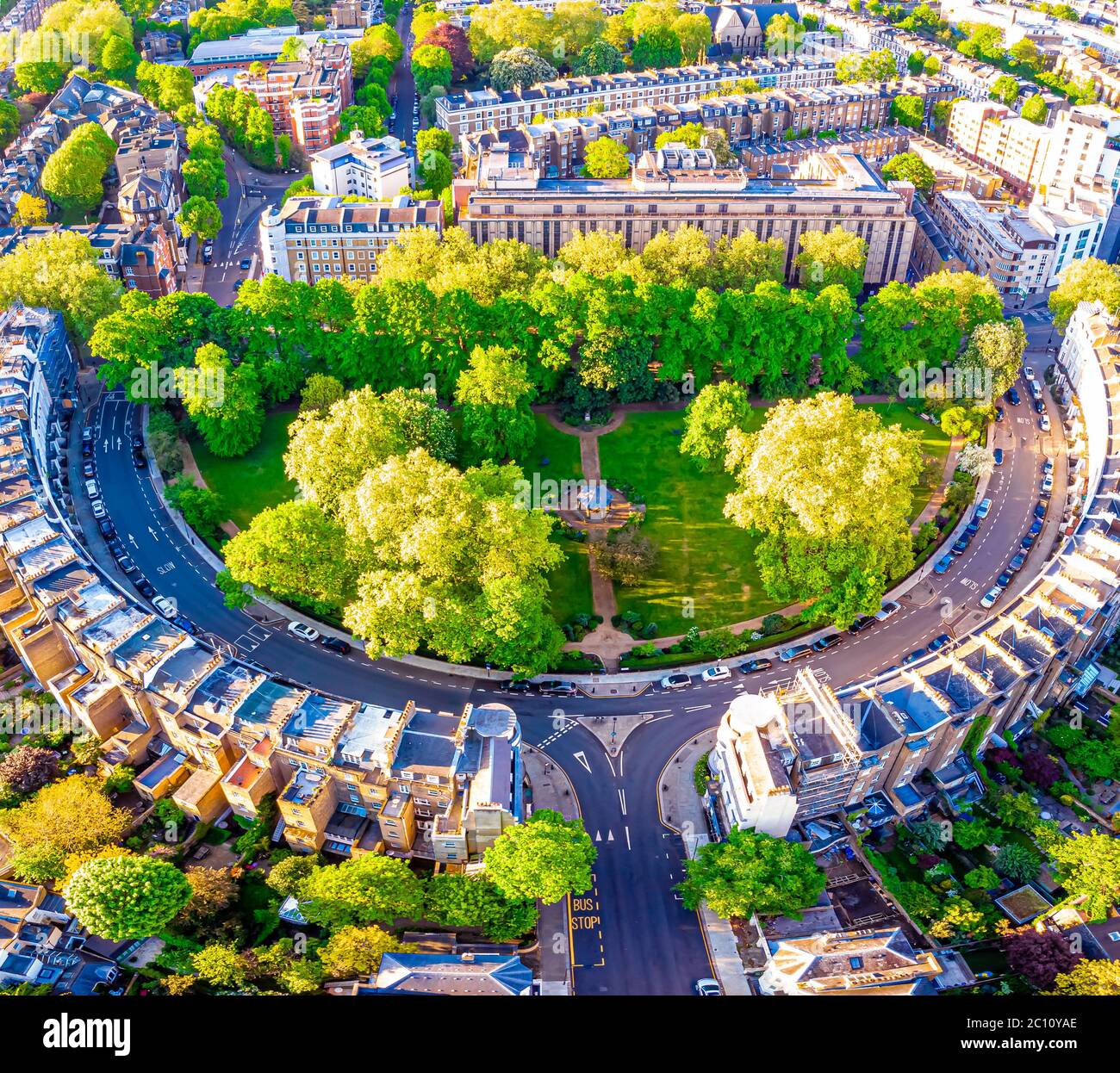 Vista aerea della Royal Crescent al mattino, Londra, Regno Unito Foto Stock