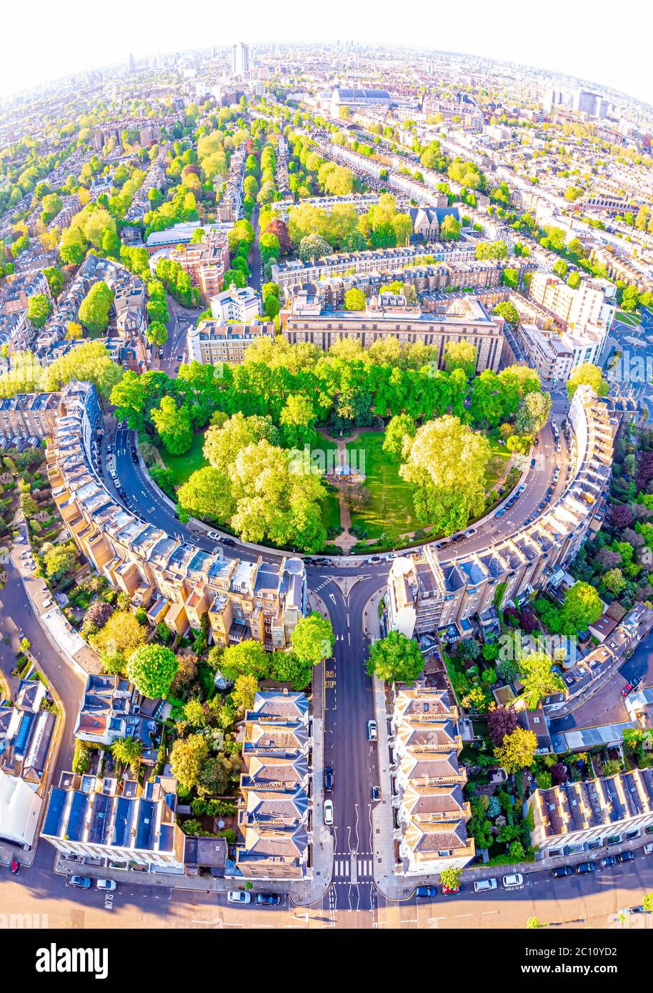 Vista aerea della Royal Crescent al mattino, Londra, Regno Unito Foto Stock