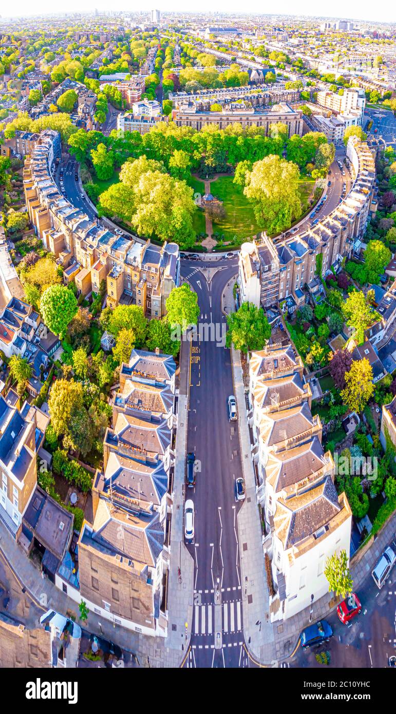 Vista aerea della Royal Crescent al mattino, Londra, Regno Unito Foto Stock