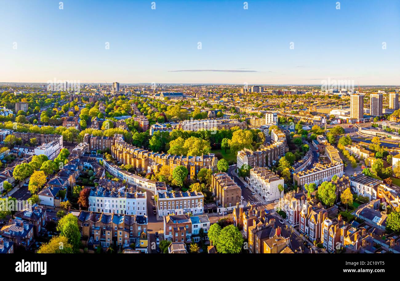 Vista aerea della Royal Crescent al mattino, Londra, Regno Unito Foto Stock