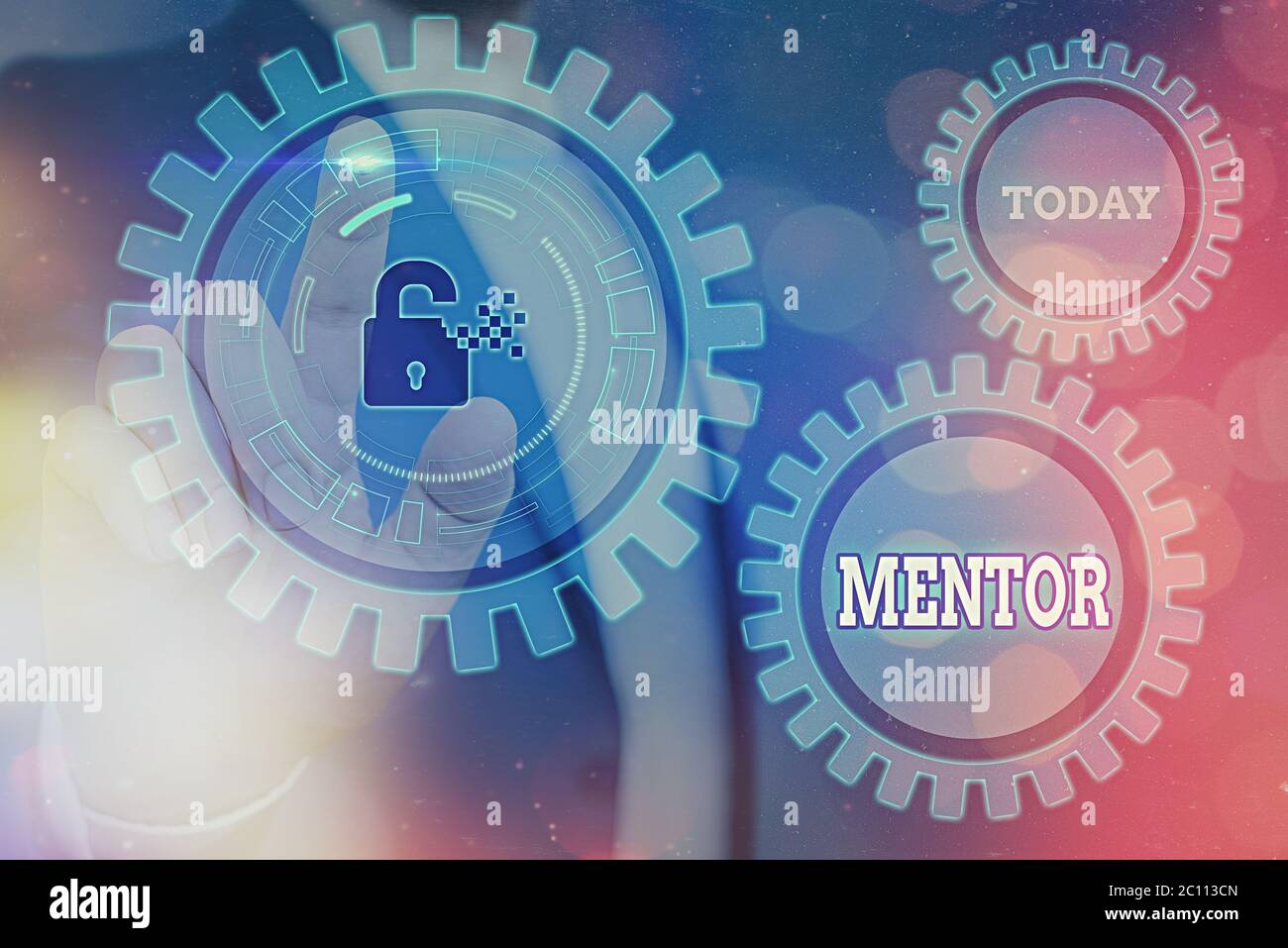 Guida alla scrittura a mano. Foto concettuale un individuo che si allena e guida qualcuno che ha il potenziale Foto Stock