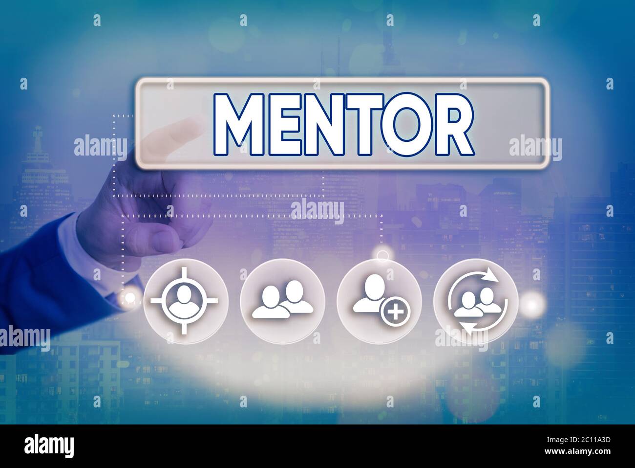 Scrittura concettuale a mano che mostra la guida. Concetto che significa un individuo che forma e guida qualcuno che ha il potenziale Foto Stock