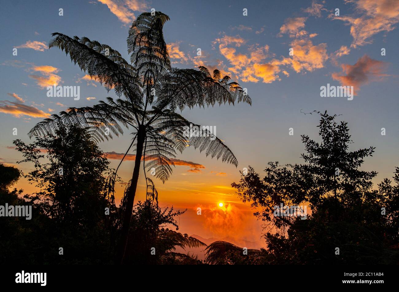 Tramonto da Minca in Sierra Nevada Colombia Foto Stock