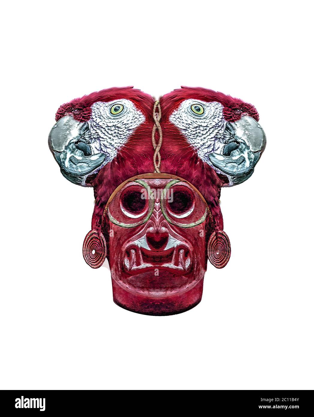 Isolato scuro maschera etnica scultura Foto Stock