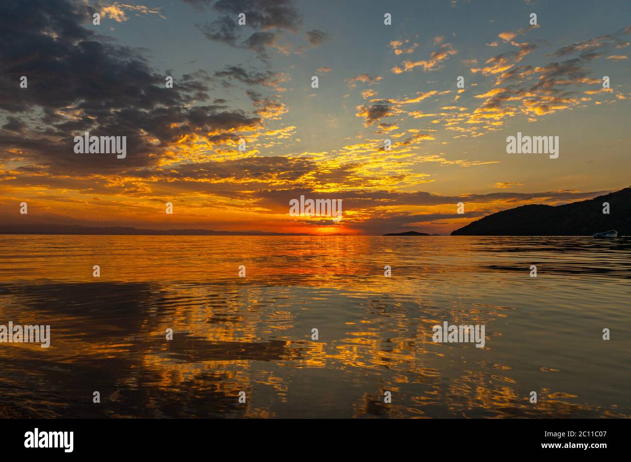 Lago Malawi Sunset Africa Foto Stock