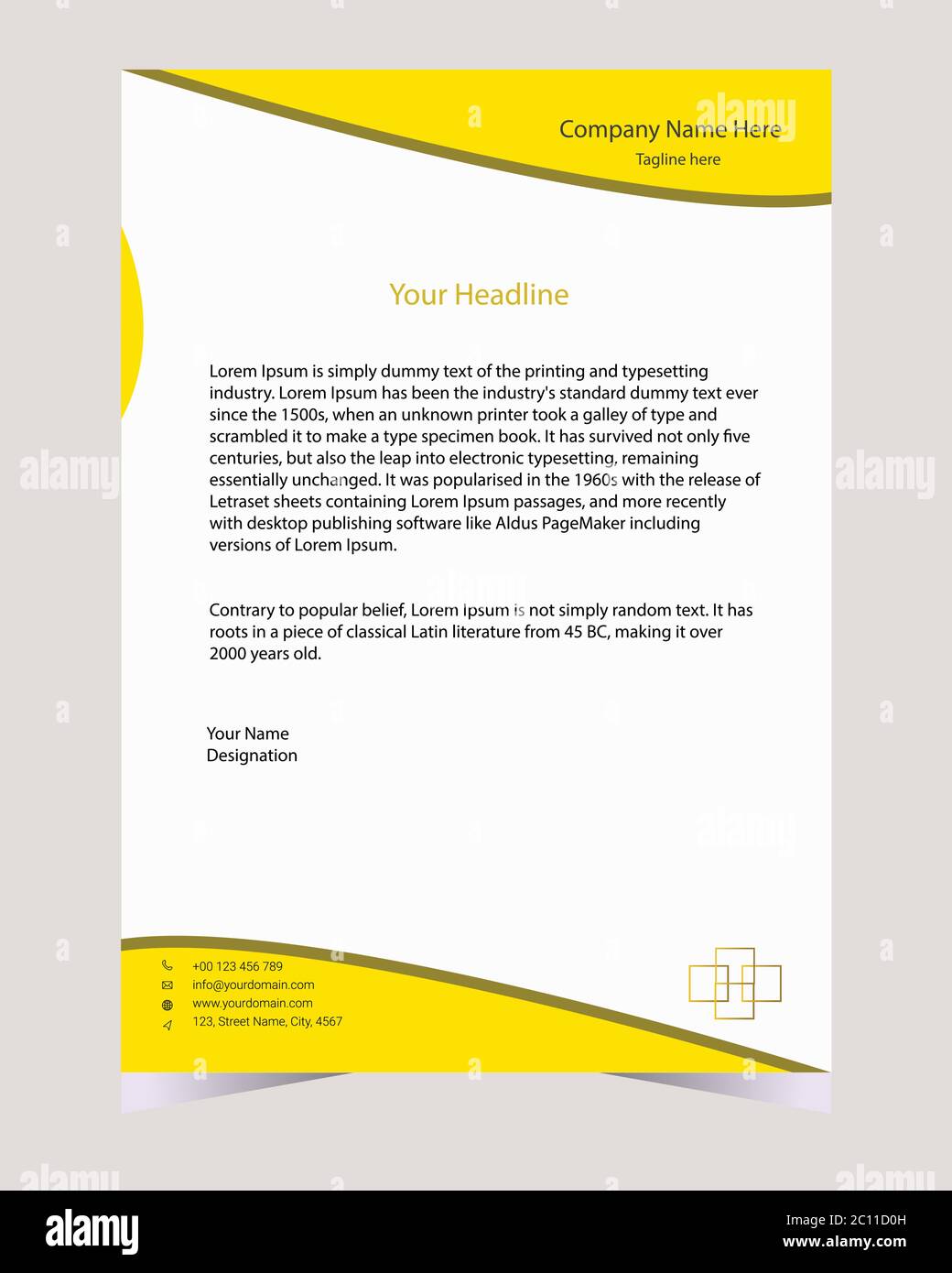 Carta intestata aziendale per il design semplice. Carta intestata creativa e moderna con modello vettoriale pronto per la stampa. Illustrazione Vettoriale