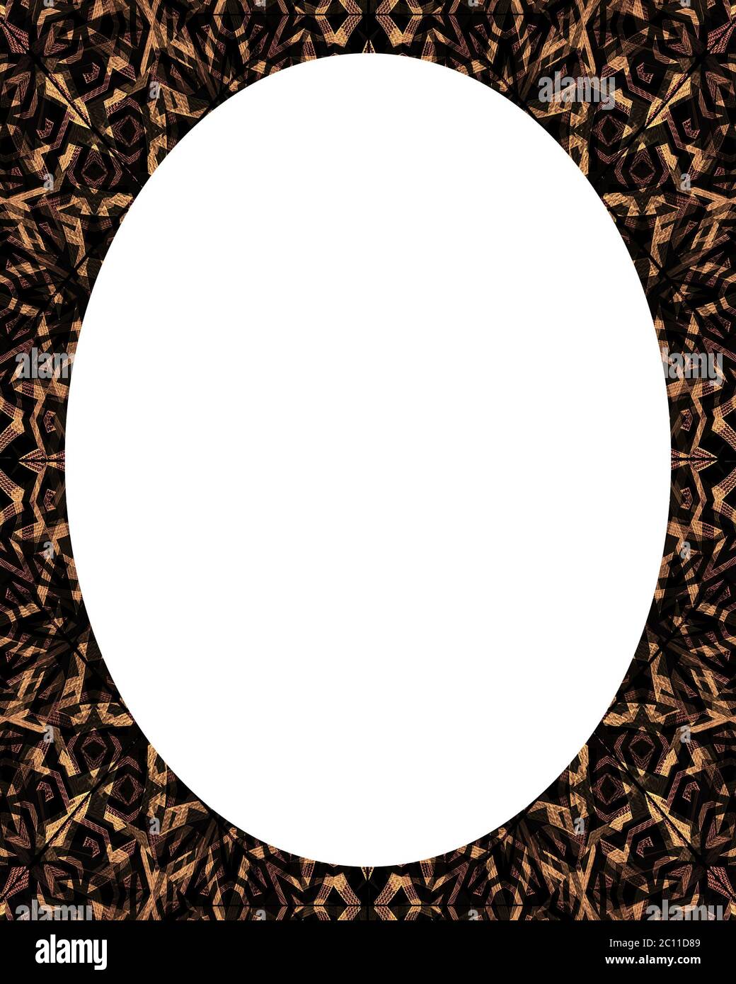 Cerchio bianco sullo sfondo del telaio con bordi decorati Foto Stock