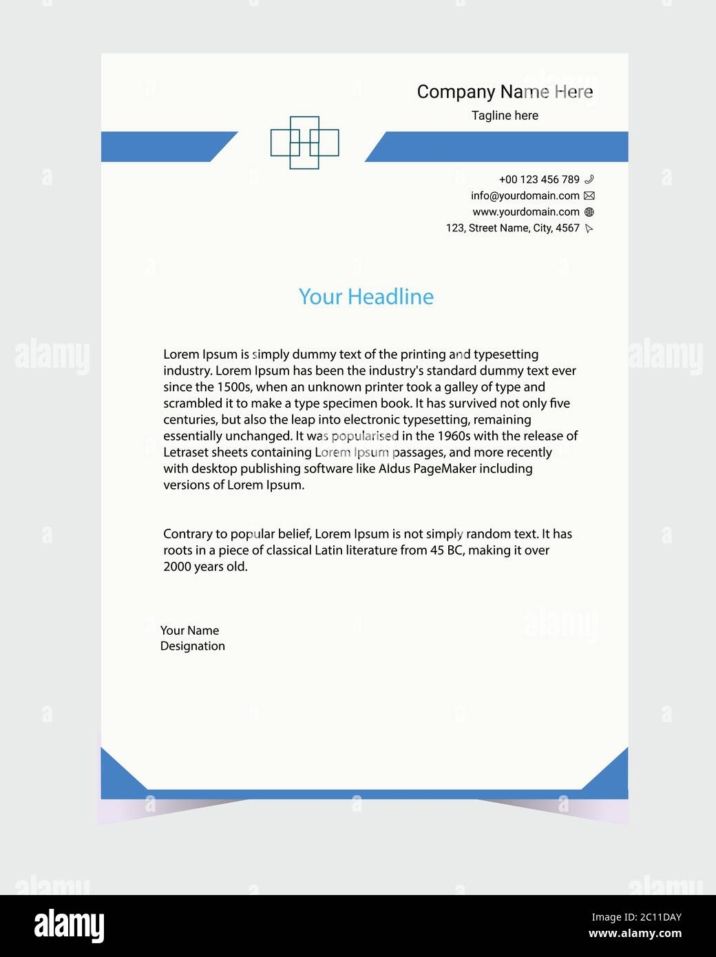 Carta intestata aziendale per il design semplice. Carta intestata creativa e moderna con modello vettoriale pronto per la stampa. Illustrazione Vettoriale