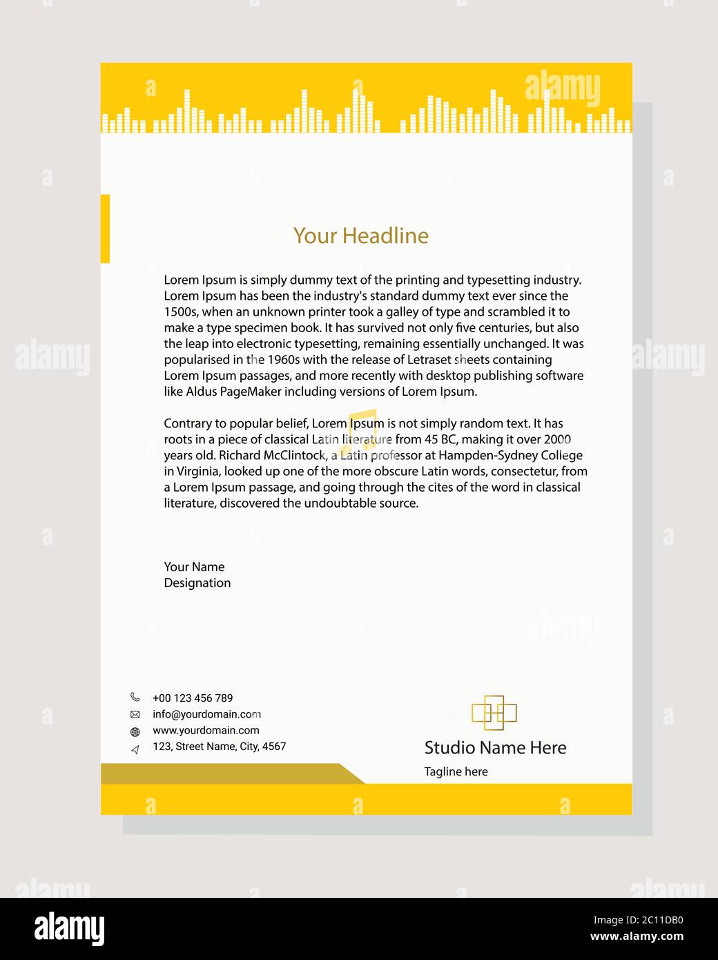 Carta intestata aziendale per il design semplice. Carta intestata creativa e moderna con modello vettoriale pronto per la stampa. Illustrazione Vettoriale