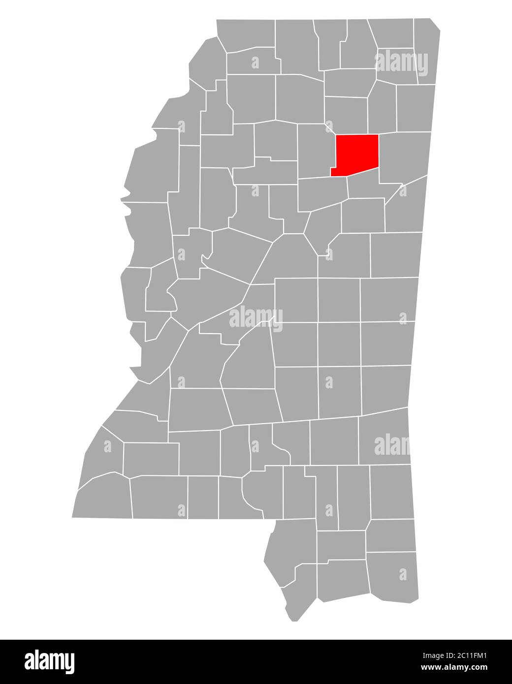 Chickasaw sulla mappa di Mississippi Foto Stock