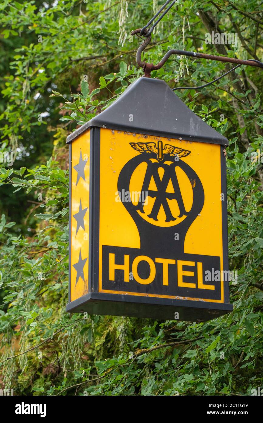 Antico segno AA dell'hotel Foto Stock