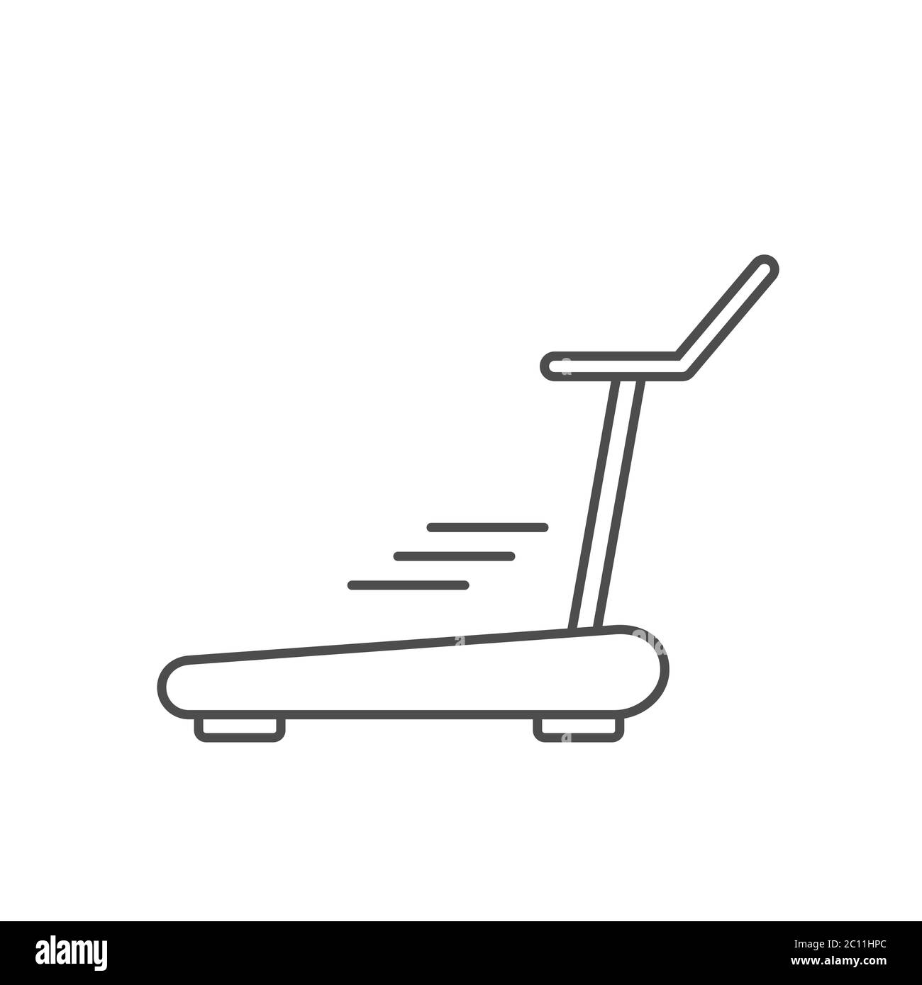 Icona della linea del tapis roulant. Dispositivo per esercizi in interni. Palestra o dispositivo per l'allenamento domestico. Fitness e stile di vita sano. Macchina in funzione o a piedi. Contorno nero Illustrazione Vettoriale